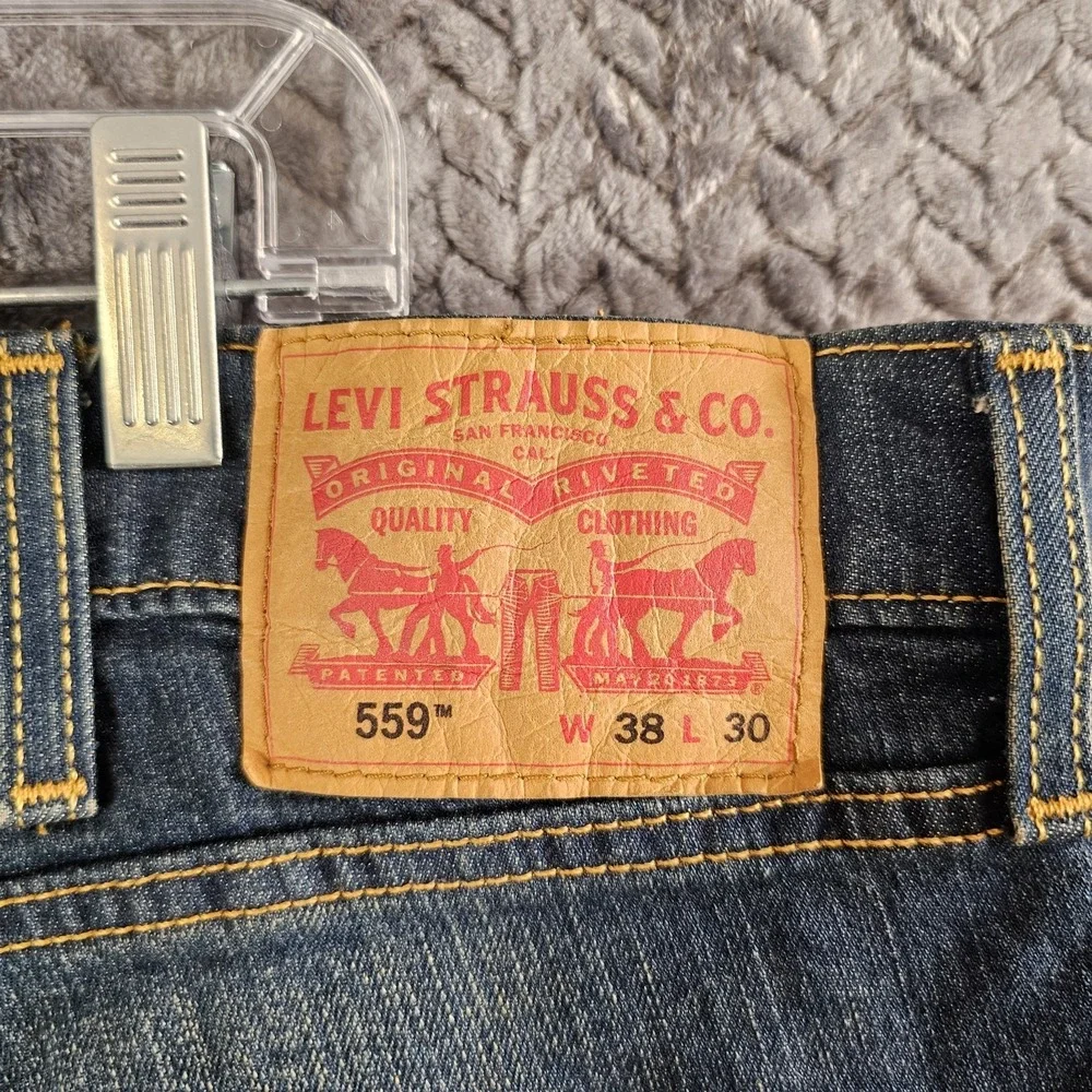 Levis 559 Jeans Mens 38x30 Blue‎ Relaxed Straight Leg Denim Medium Wash